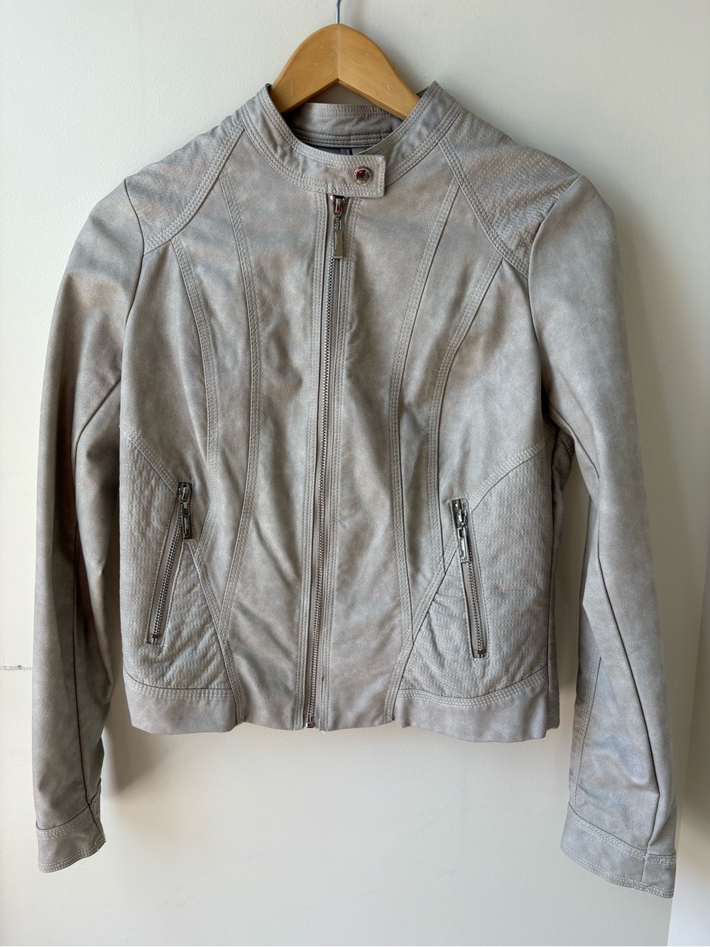 Jou Jou Light Gray Faux Suede Moto Jacket